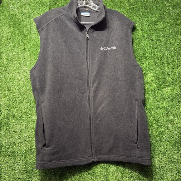 Columbia Fleece Vest Lightweight Outdoor Full Zip Black Men’s Size L - Picture 1 of 5
